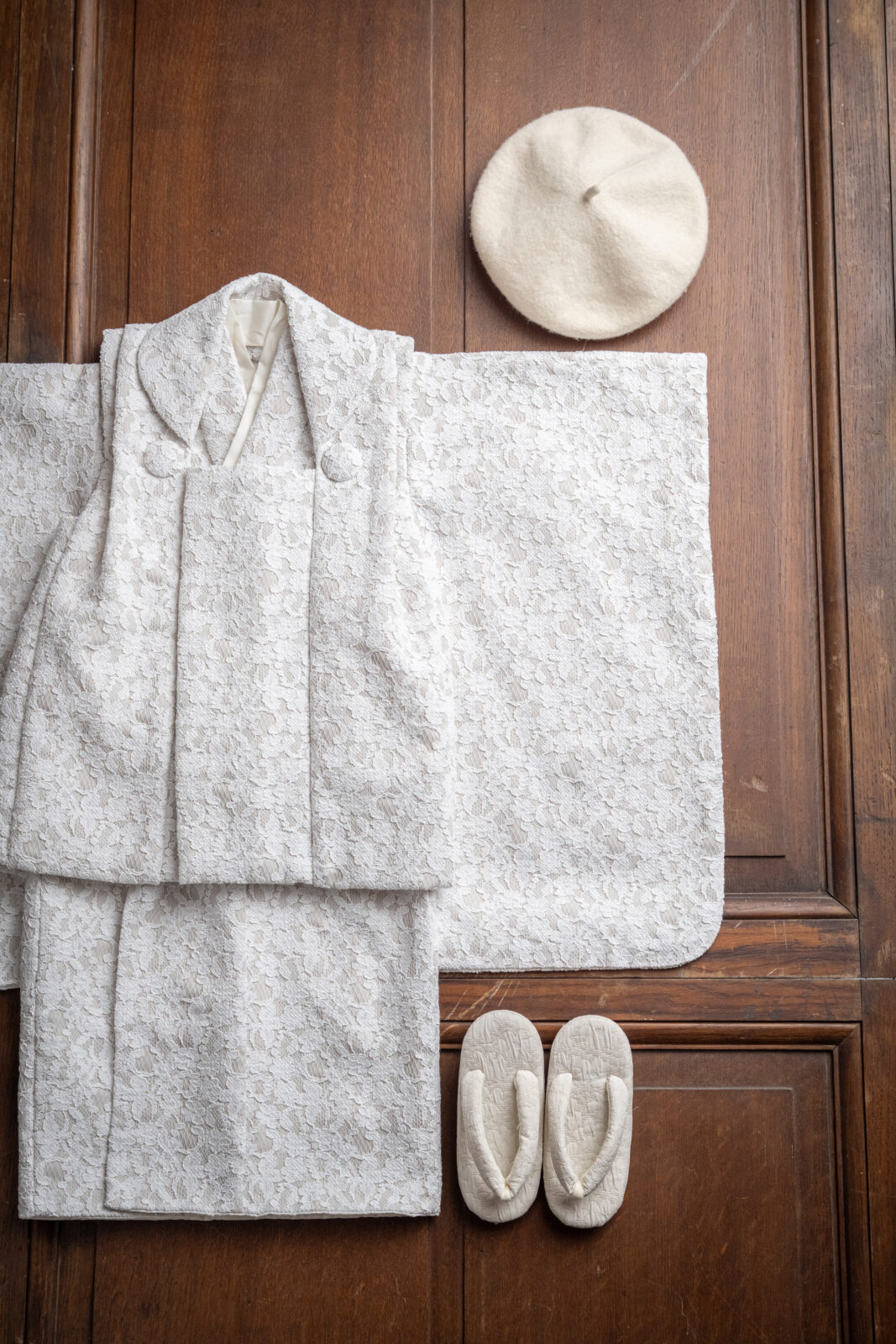 3歳 被布 女の子 ホワイトレース 95–110cm（studio ate 七五三衣装）