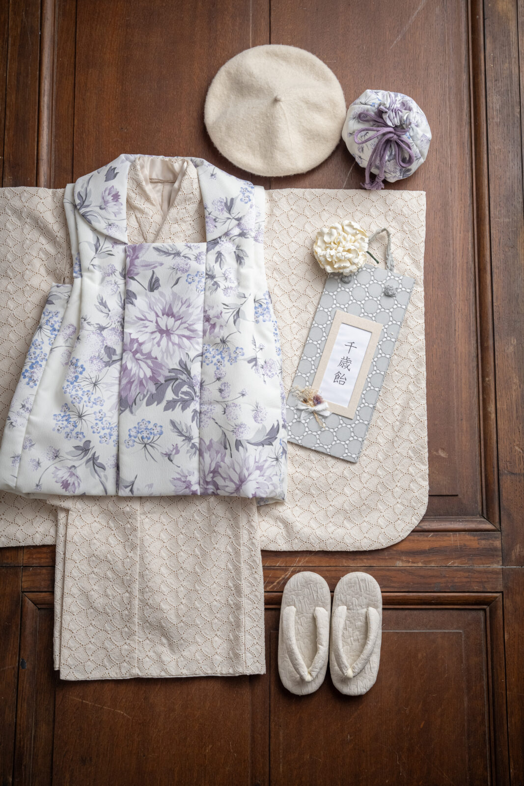 3歳 被布 女の子 生成りレースA 95–110cm（studio ate 七五三衣装）