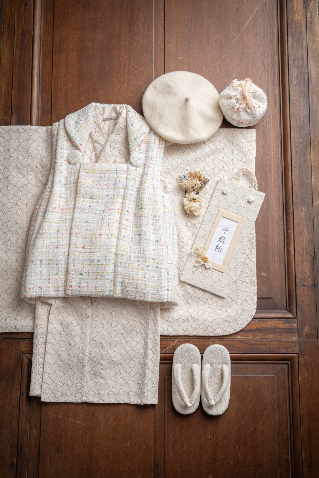 3歳 被布 女の子 生成りレースC 95–110cm（studio ate 七五三衣装）