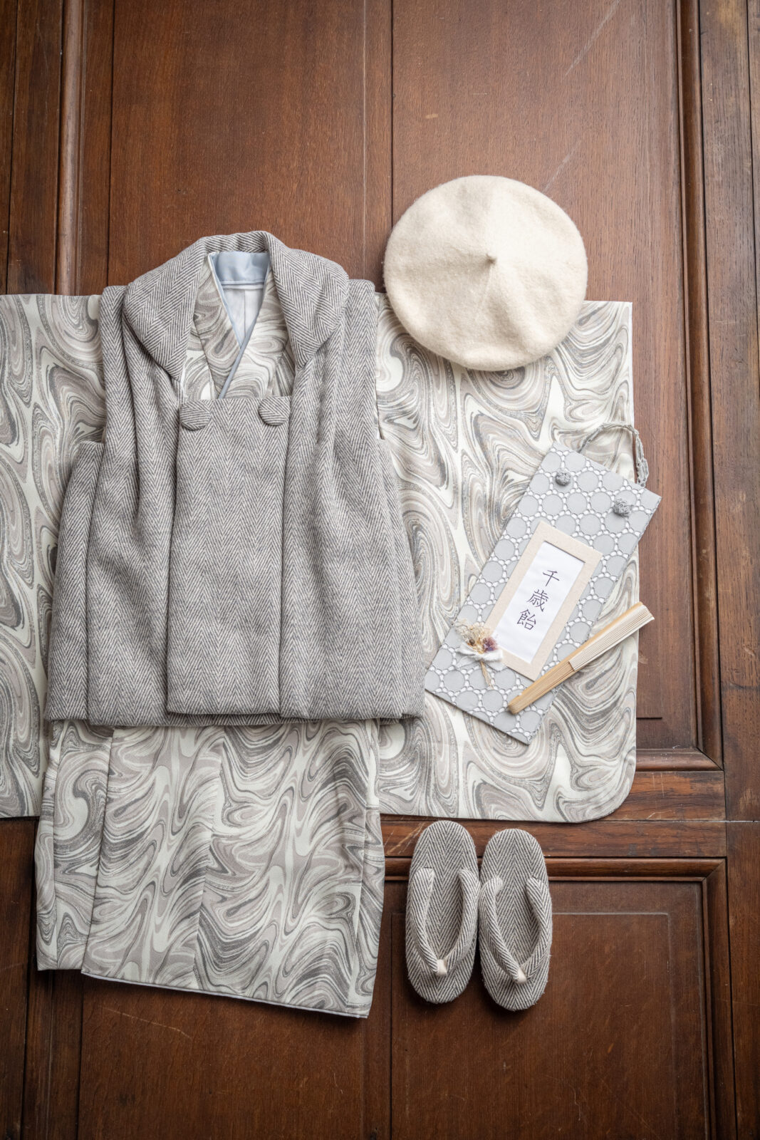 3歳 被布 男の子 渦グレー 95–110cm（studio ate 七五三衣装）